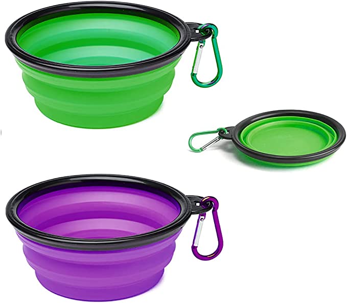 Silicone folding bowl with 2 handle +1 metal hook L